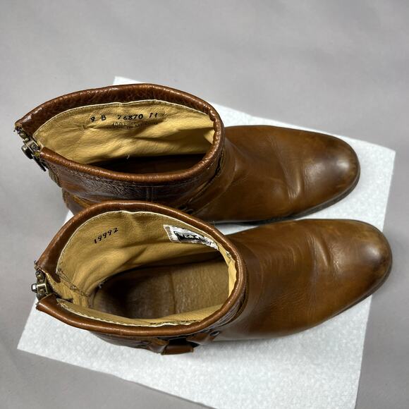 Frye Womens Boots Size 9B  Brown Phillip Harness 76870 Short Leather Horse Biker - Picture 4 of 15